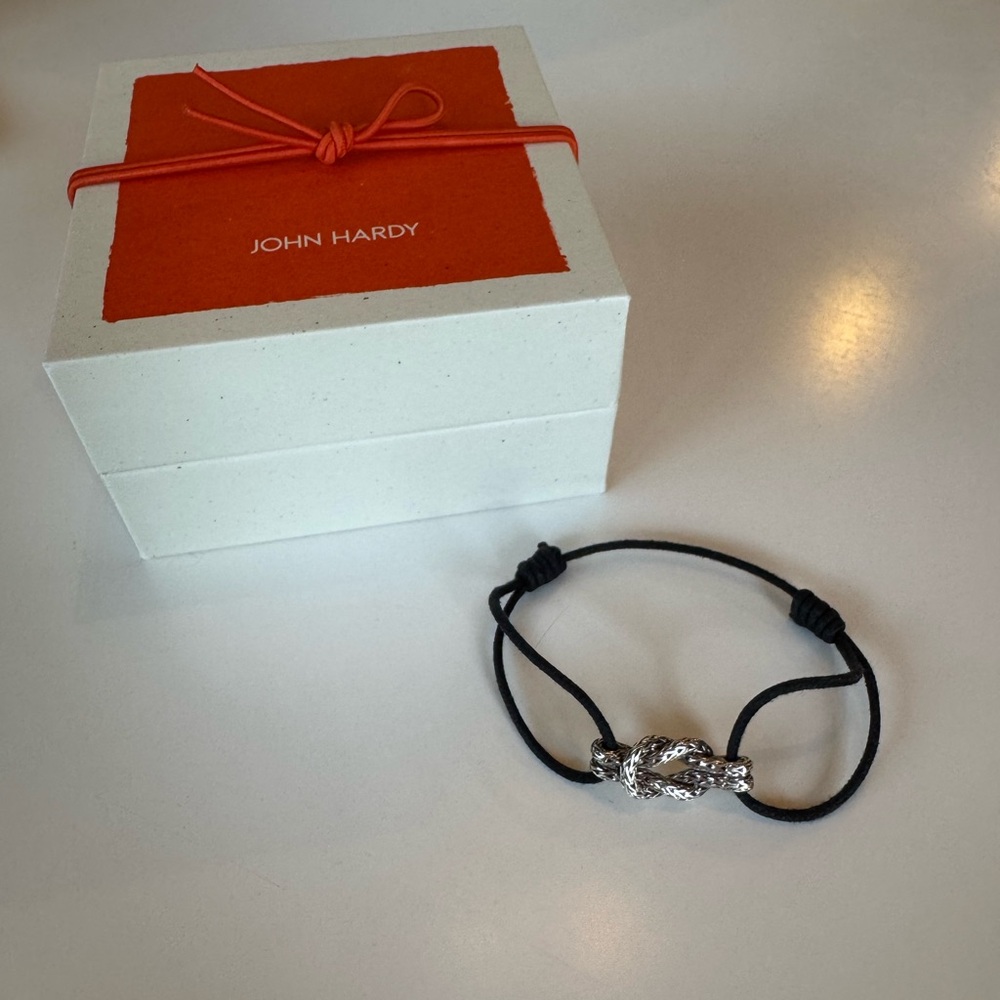 John Hardy Silver Knot on Black Cord Bracelet M-L
